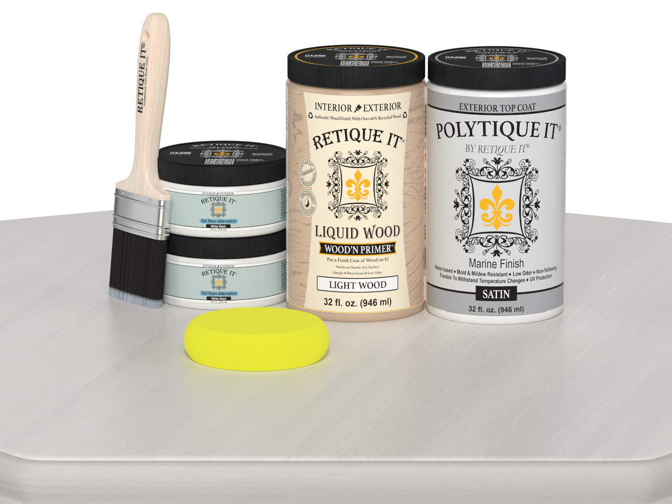 Wood'n Door Smooth Finish Kit (Double Door) - White Wash — Satin kit contents