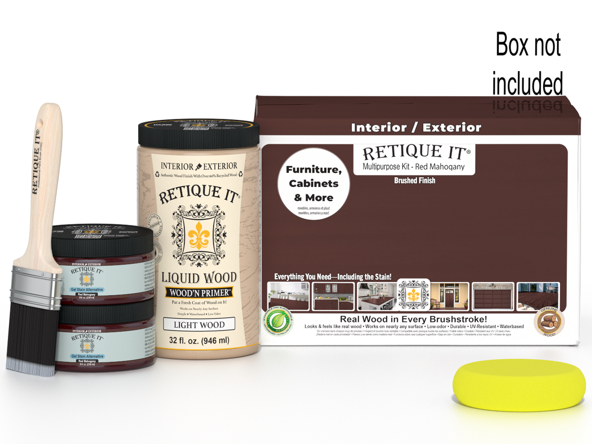 Retique It® Multi-purpose Smooth Finish Kit in large size, red mahogany color, for wood finishing projects.
