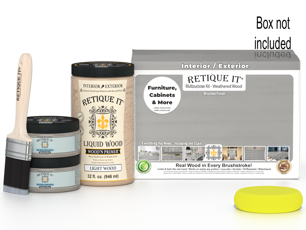 Large Weathered Wood Multi-purpose Smooth Finish Kit by Retique It® in a wood finish box.