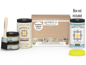 Large White Oak Multi-purpose Smooth Finish Kit by Retique It® for interior wood top coating, includes wood finish supplies in box.