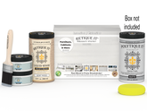Large white wash wood finish kit from Retique It® for exterior top coat, includes smooth finish tools and products in the box.