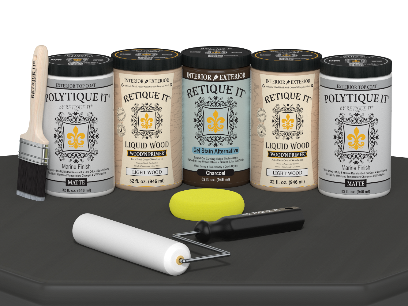 Wood'n Door Smooth Finish Kit (Front & Garage Door) - Charcoal — Matte kit contents