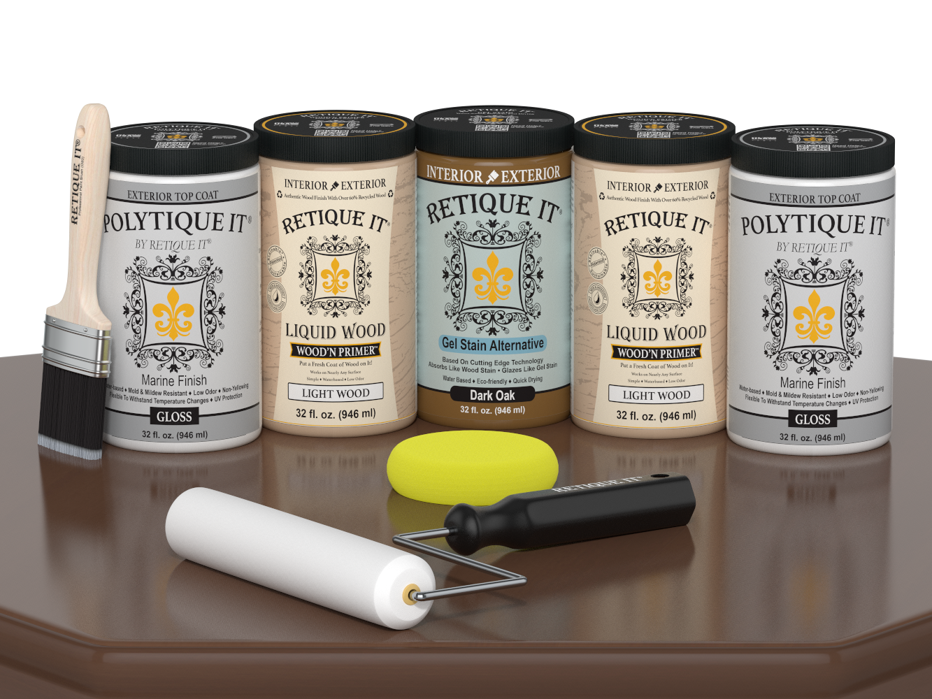 Wood'n Door Smooth Finish Kit (Front & Garage Door) - Dark Oak — Gloss kit contents