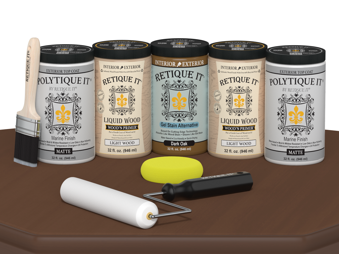 Wood'n Door Smooth Finish Kit (Front & Garage Door) - Dark Oak — Matte kit contents