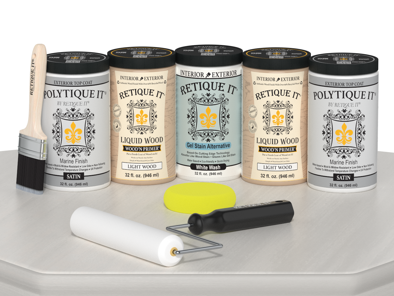 Wood'n Door Smooth Finish Kit (Front & Garage Door) - White Wash — Satin kit contents