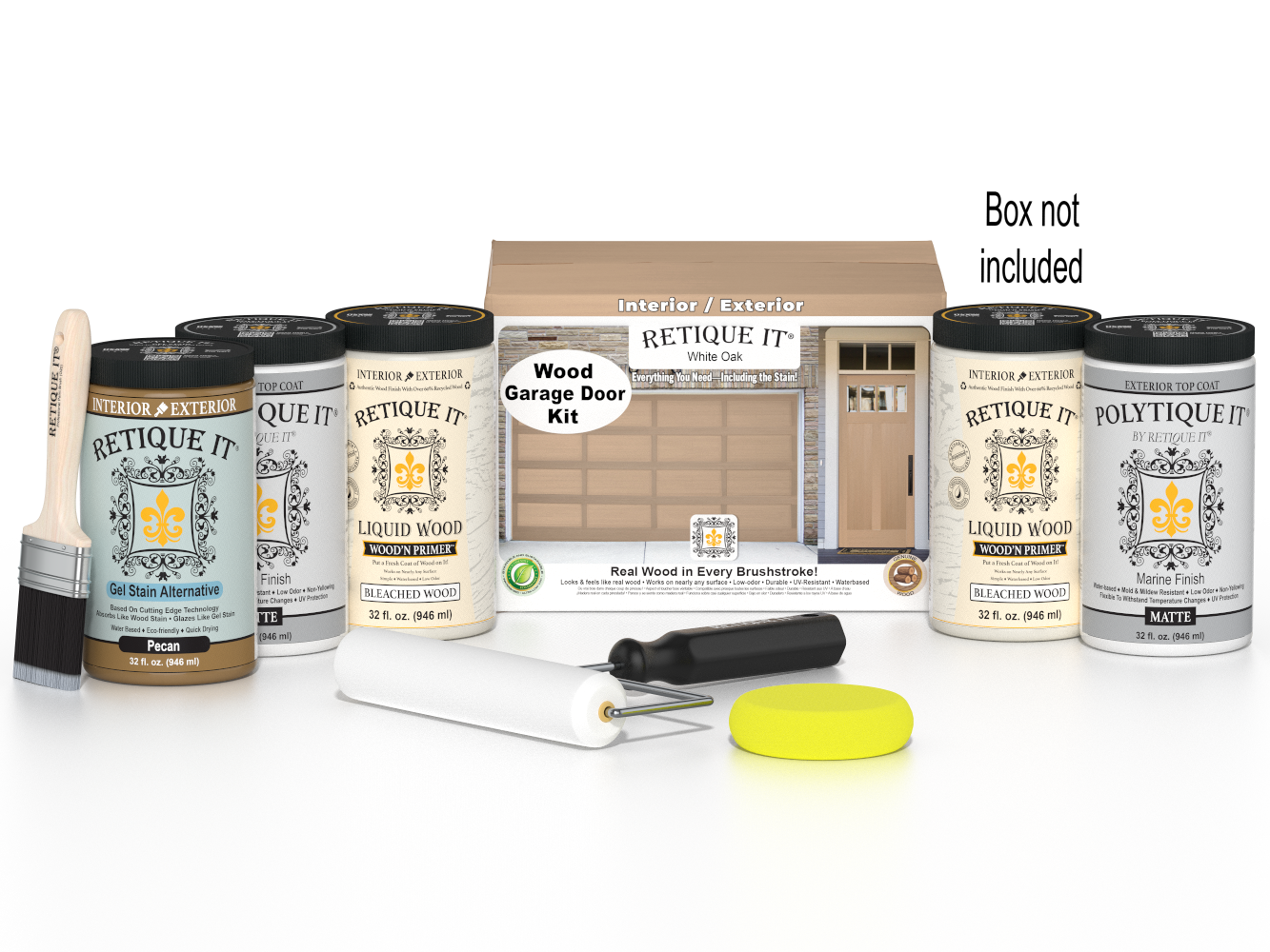 Wood'n Door Smooth Finish Kit (Front & Garage Door) - White Oak — Matte kit contents with door box