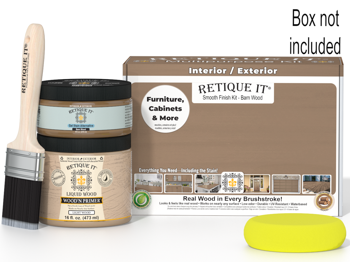 Retique It® Multi-purpose Smooth Finish Kit in Barn Wood, medium size, featuring wood stain and finish for furniture and decor.
