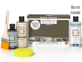 Retique It Multi-purpose Smooth Finish Kit in Black Walnut for interior wood projects, includes top coat and application tools.