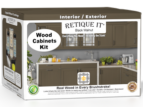 Black Walnut Wood'n Cabinet Kit with 48 smooth doors from Retique It®, shown in 3D box view.