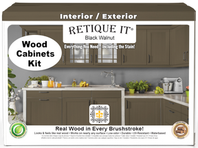 Black Walnut Wood'n Cabinet Kit with 48 smooth doors, designed for staining and cabinet assembly by Retique It®