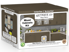 Retique It Black Walnut Wood'n Cabinet Kit with 48 smooth doors, ideal for stylish kitchen or bathroom cabinetry.