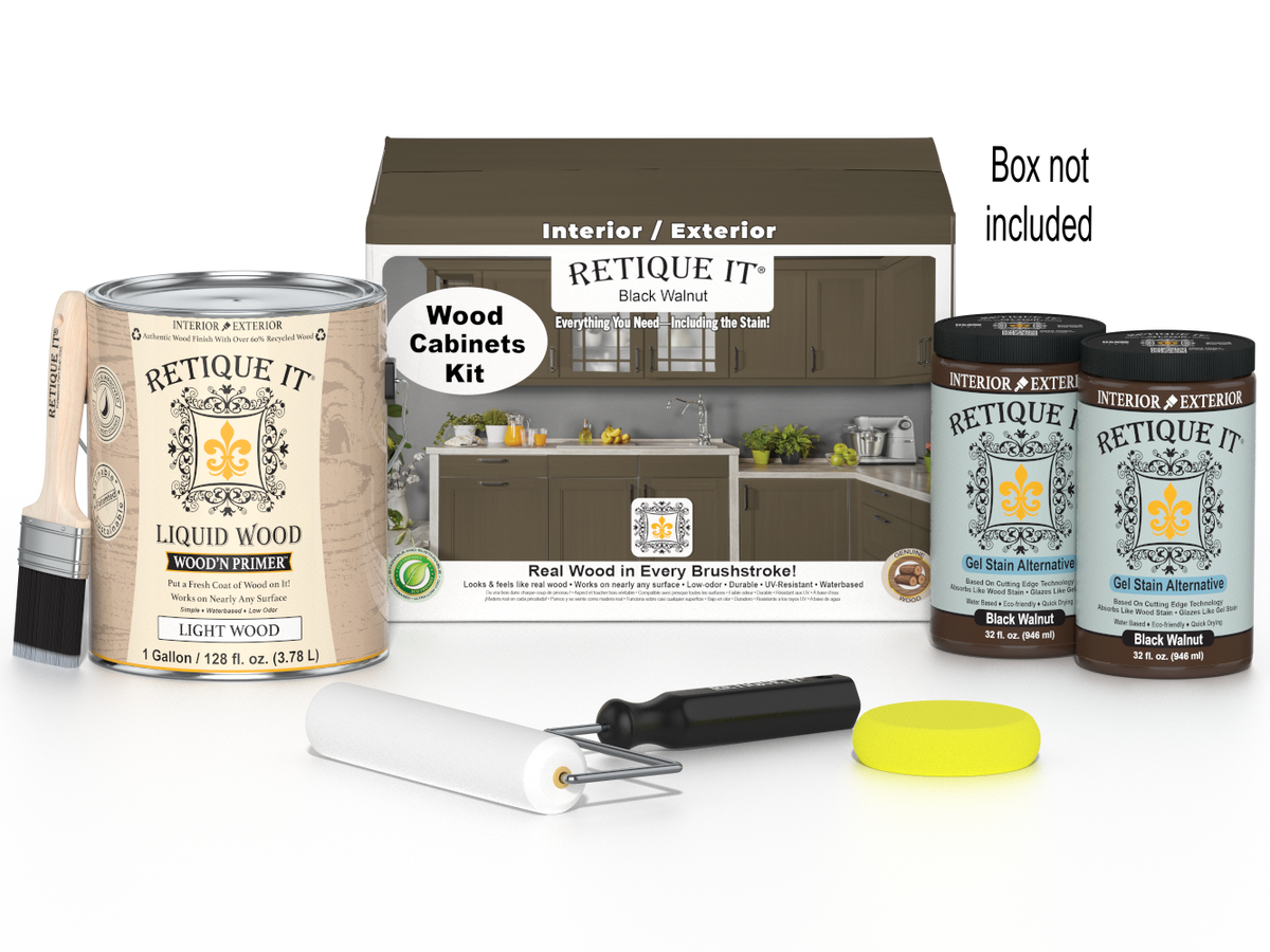 Black Walnut Wood'n Cabinet Kit with 48 smooth doors by Retique It® for staining and finishing cabinetry.