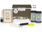 Retique It® Black Walnut Multi-purpose Smooth Finish Kit with four large containers for wood finishing projects.