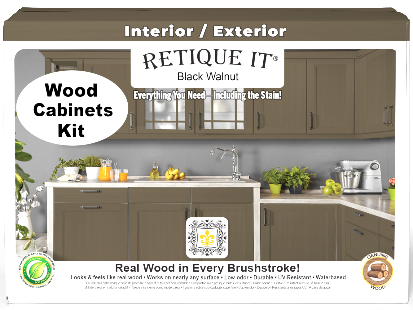 Black Walnut Wood'n Cabinet Kit with 12 smooth doors from Retique It® for staining and finishing furniture or cabinets.