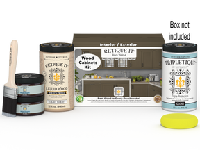 Black Walnut Wood'n Cabinet Kit with 12 smooth doors from Retique It® showing stained wood finish and cabinet box details.