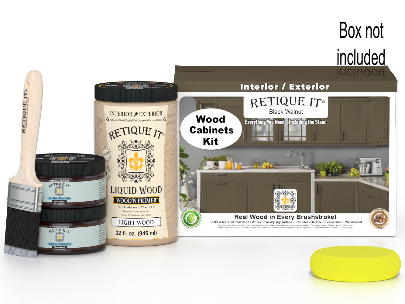 Black Walnut Wood'n Cabinet Kit with 12 smooth doors, ideal for staining projects, by Retique It®.