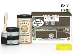 Black Walnut Wood'n Cabinet Kit with 12 smooth doors, ideal for staining projects, by Retique It®.