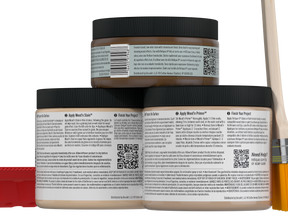 Retique It® Wood'n Kit in Pickled Oak, medium-sized multi-purpose wood finish kit with applicator brush and finish, front view.