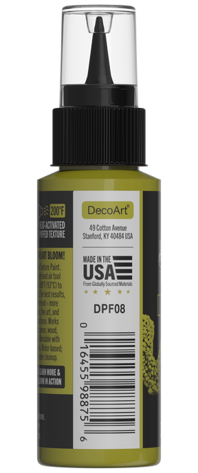 Retique It® Bloom Texture Paint 4pk in Acid Moss, showing textured paint swatches with a soft moss green finish.