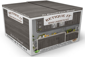 Retique It Wood'n Cabinet Kit with 48 grained harbor gray stained cabinet doors and box, showing wood grain details.