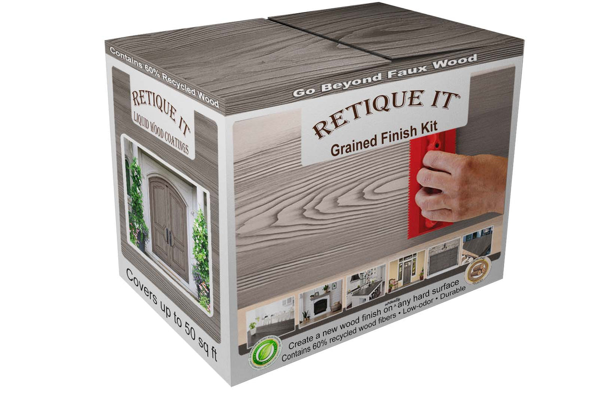 Retique It Wood'n Finish Kit in Harbor Gray, medium size, with interior top coat for wood finishing and protection.