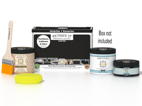 Retique It® Multi-purpose Smooth Finish Kit in Classic Black for interior wood projects, includes top coat and application tools.