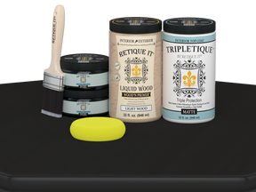 Large black wood finish kit by Retique It® with smooth matte top coat for interior wood projects, part of the Wood'n Finish Kits collection.