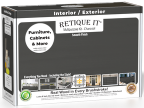 Retique It® Multi-purpose Smooth Finish Kit in charcoal for exterior wood surfaces, includes top coat for a sleek, durable finish