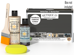Retique It® Multi-purpose Smooth Finish Kit in charcoal, wood finish kit with brushes and finishing tools for wood projects.