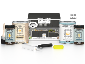 Retique It® Wood'n Cabinet Kit with 48 charcoal stained smooth cabinet doors, perfect for kitchen or bathroom remodeling.