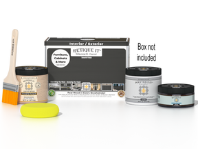 Retique It® Multi-purpose Smooth Finish Kit in charcoal for exterior wood surfaces, includes top coat and gloss finish.