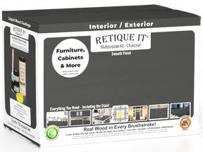 Retique It® Large Multi-purpose Smooth Finish Kit in Charcoal with exterior wood top coat, including brushes and applicators.