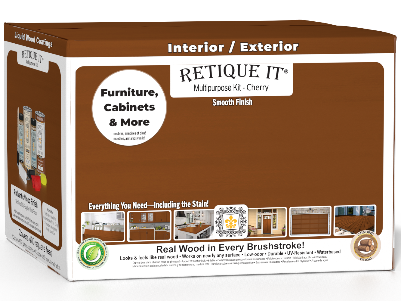 Retique It® Cherry Multi-purpose Smooth Finish Kit with four large wood finishing tools in a box.
