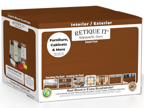 Retique It® Multi-purpose Smooth Finish Kit in Cherry, 4-piece large set for wood finishing and furniture restoration.