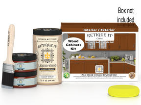 Retique It® Wood'n Cabinet Kit with 12 cherry-colored smooth stain doors for cabinetry.