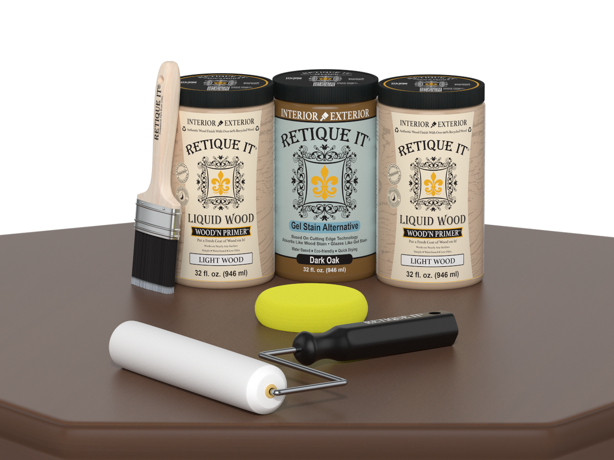 Dark oak Wood'n Cabinet Kit with 24 smooth cabinet doors by Retique It® for staining and woodworking projects.