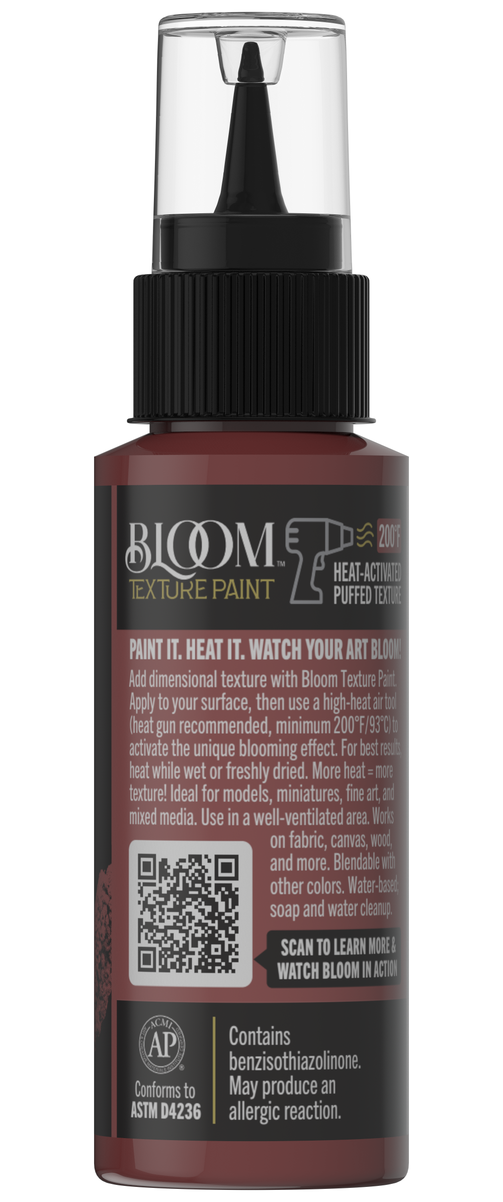 Retique It® Bloom Texture Paint 4-pack in Bloodstone Clay with textured finish, showing paint cans and sample application.