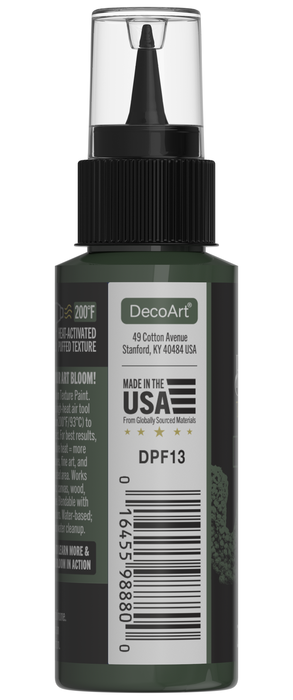 Retique It® Bloom Texture Paint 4-pack in Herbal Stone, showing textured paint cans and sample swatches on a wall.