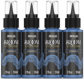Retique It® Bloom Texture Paint 4-pack in Ultramarine Lift, showcasing textured paint bottles with vibrant blue color.