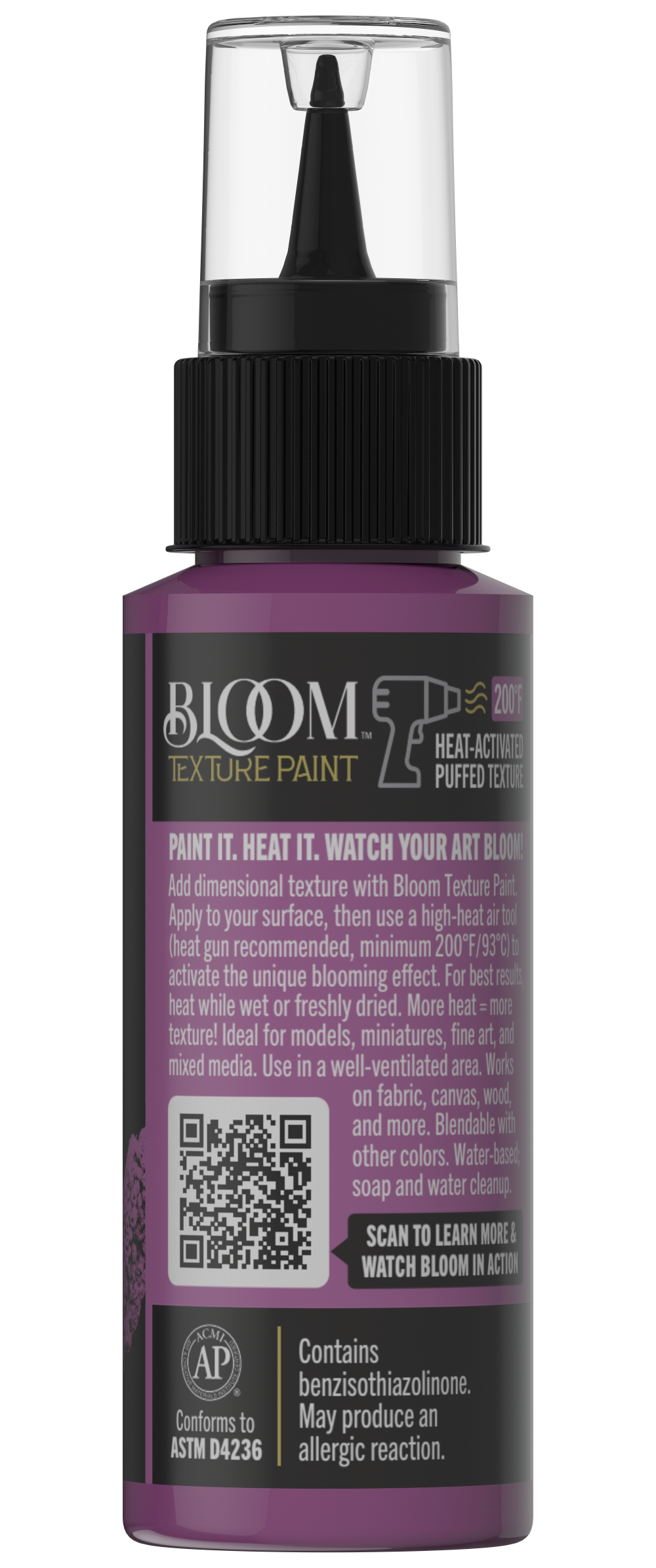 Retique It® Bloom Texture Paint 4-pack in Mystic Plum, showing textured paint swatches on a surface.
