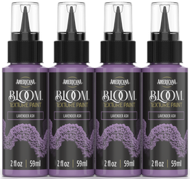 Retique It® Bloom Texture Paint 4-pack in Lavender Ash, showing textured paint bottles with lavender and ash tones.