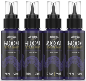 Retique It® Bloom Texture Paint 4-pack in Royal Orchid with textured paint cans displayed front view.