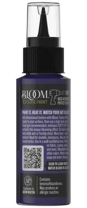 Retique It® Bloom Texture Paint 4-pack in Royal Orchid, showing textured paint cans with vibrant orchid color and applicator tools.