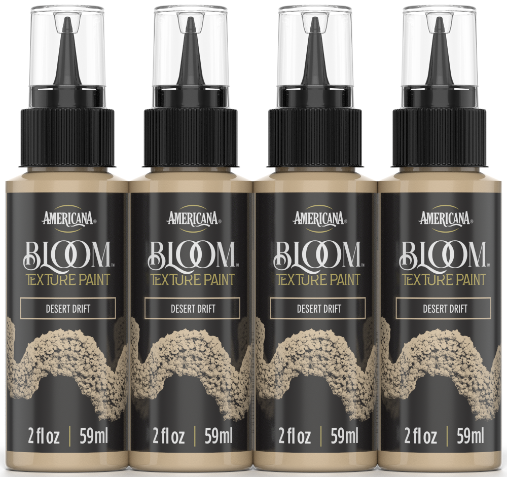 Retique It® Bloom Texture Paint 4-pack in Desert Drift, featuring textured paint bottles with a desert-inspired finish.