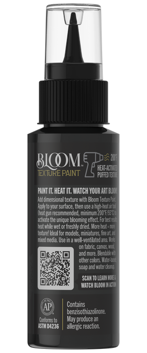 Retique It® Bloom Texture Paint 4-pack in Carbon Void Black, showcasing textured wall finish with rich black color.