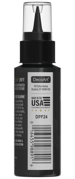 Retique It® Bloom Texture Paint 4-pack in Carbon Void Black, showing textured black paint swatches on a surface.
