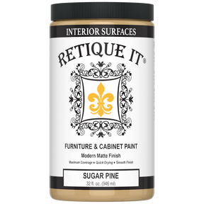 Jar of Retique It furniture and cabinet paint in Sugar Pine color on a white background