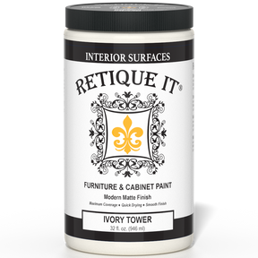 Retique It® Renaissance Furniture Paint in Ivory Tower, 32oz, showing the front label and product packaging.