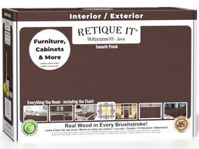 Retique It® Java Multi-purpose Smooth Finish Kit (Med) for wood furniture, featuring a sleek, even finish in a compact box.