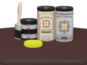 Large Java Multi-purpose Smooth Finish Kit for exterior wood surfaces, includes top coat and applicator tools from Retique It®.